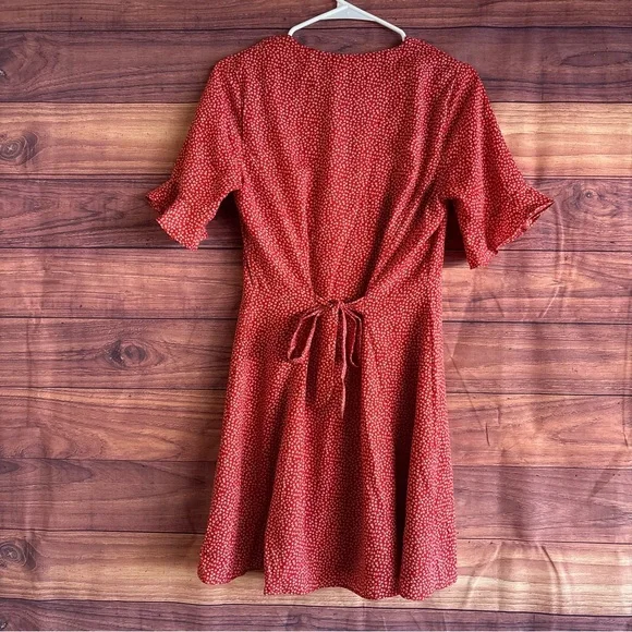 Lulus Castana Rust Red Print Button-Up Dress - Picture 5 of 10